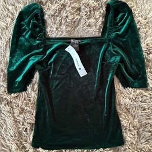 Aqua Deep Green Velvet Blouse